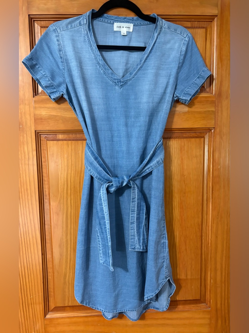 Cloth & Stone Anthropologie Chambray Smocked Tie Waist Dress, XS